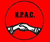 Graphik: Logo der KRAS-IAA mit zwei Händen, die ineinander greifen in einem Kreis vor rotem Hintergrund